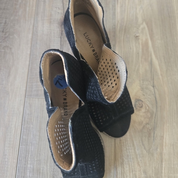 Lucky Brand Larise Cut Out Open Toe Ankle Bootie Womens 7.5 Black Slip O… - Picture 6 of 9